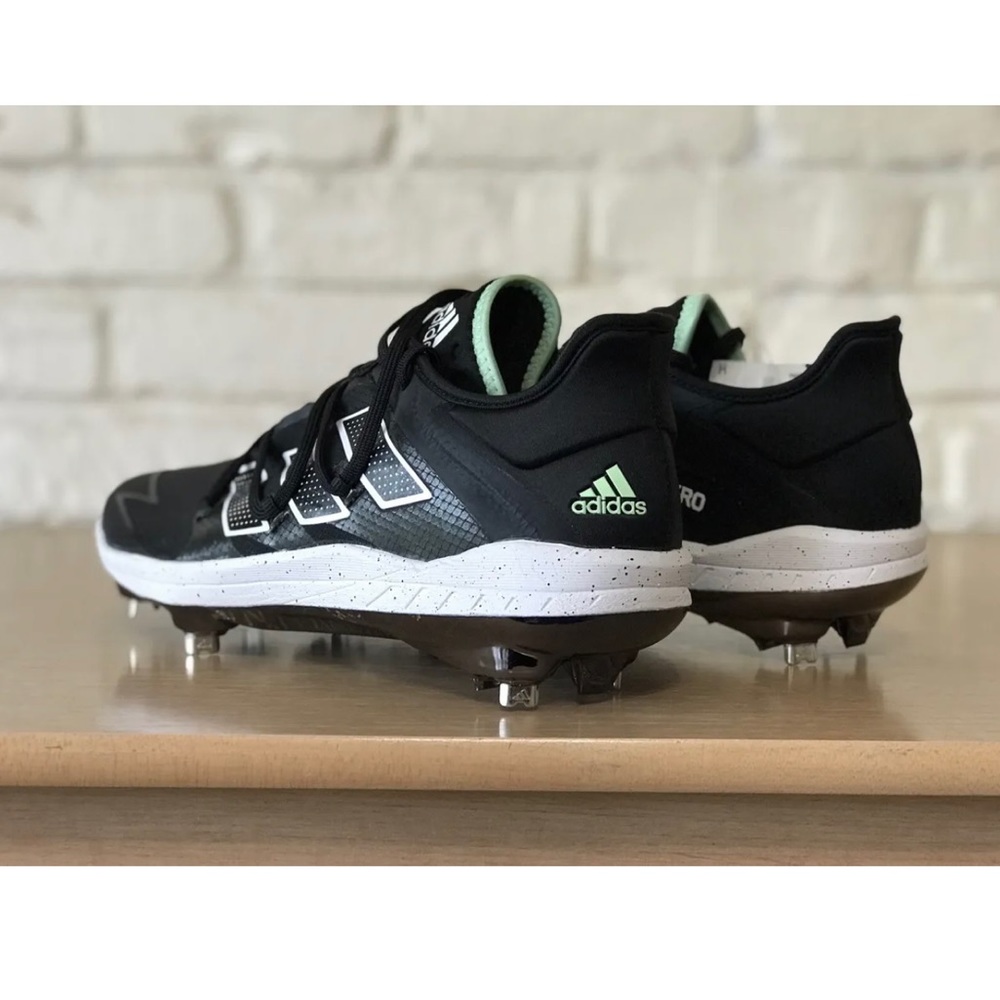 NEW Adidas Afterburner Black White Silver Metal Baseball Cleats FV8805 Mens - Picture 7 of 8